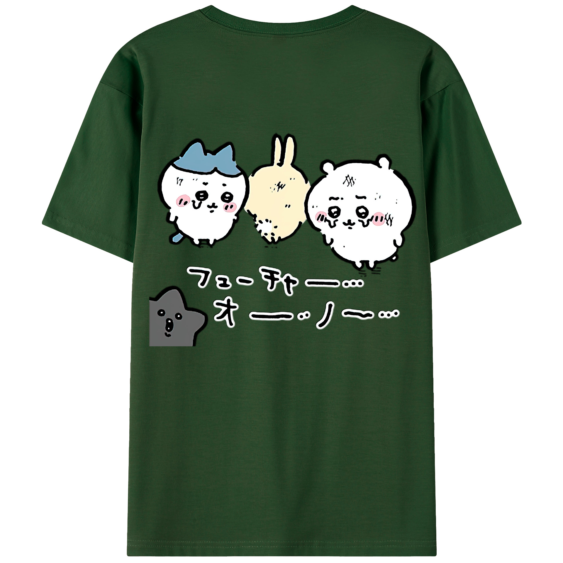 （画像用） ちいかわ ハチワレ Chii-kawa hachiware 綿100％半袖Tシャツ（背面プリント）